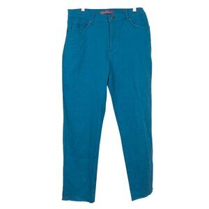 Gloria Vanderbilt Amanda Teal Jeans 12 Womens Classic Straight Fit Cotton Denim